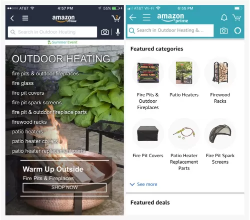 UX en diseño de menú de Amazon